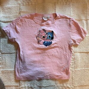 Disney Lilo & Stitch Stitch and Angel Light Pink T-Shirt